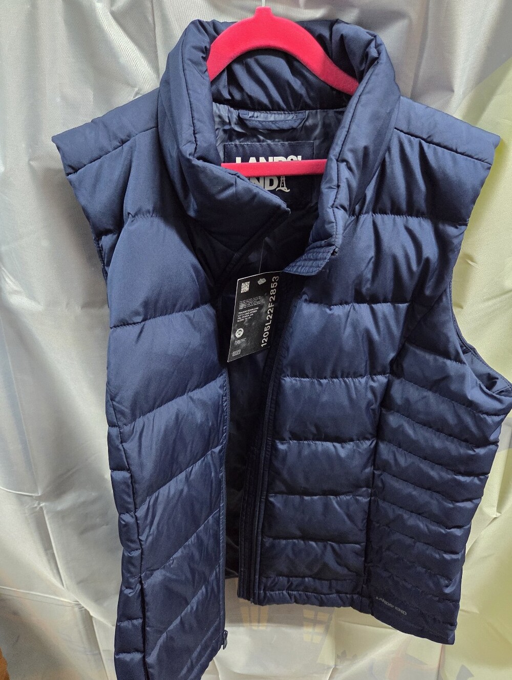 Lands' End Navy Quilted Down-Like Puffer Vest